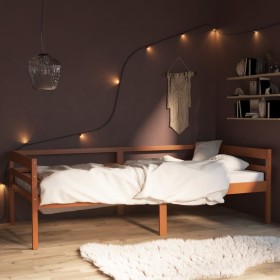 Solid pine wood bed frame honey brown 90x200 cm by vidaXL, Beds and slatted bases - Ref: Foro24-322053, Price: 67,99 €, Disco...