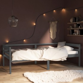 Dark gray pine solid wood bed frame 90x200 cm by vidaXL, Beds and slatted bases - Ref: Foro24-322055, Price: 126,70 €, Discou...