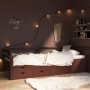 Bed with drawers and dark brown pine wood wardrobe 90x200 cm by vidaXL, Beds and slatted bases - Ref: Foro24-322059, Price: 1...