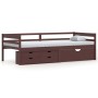 Bett mit Schubladen und dunkelbraunem Kiefernholzschrank 90x200 cm von vidaXL, Betten und Lattenroste - Ref: Foro24-322059, P...