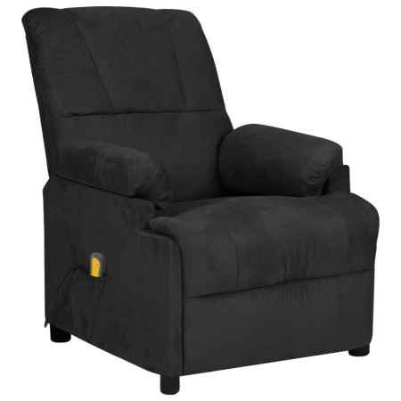 Sillón de masaje reclinable de piel de ante artificial negro de vidaXL, Sillones de masaje eléctricos - Ref: Foro24-324056, P...