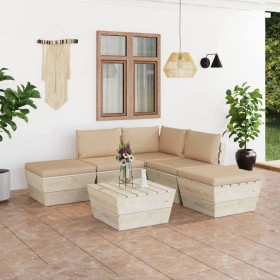 6-piece pallet garden furniture and fir wood cushions by vidaXL, Garden sets - Ref: Foro24-3063495, Price: 403,84 €, Discount: %