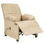 Sillón de masaje reclinable de piel de ante artificial crema de vidaXL, Sillones de masaje eléctricos - Ref: Foro24-324057, P...