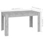 Mesa de comedor contrachapada gris hormigón 140x74,5x76 cm de vidaXL, Mesas de cocina y de comedor - Ref: Foro24-804206, Prec...