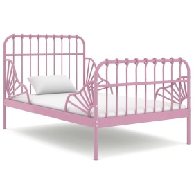 Pink metal extendable bed frame 80x130/200 cm by vidaXL, Beds and slatted bases - Ref: Foro24-324743, Price: 164,25 €, Discou...