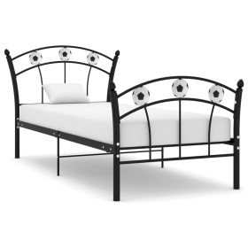 Bed frame with black metal football design 90x200 cm by vidaXL, Beds and slatted bases - Ref: Foro24-324744, Price: 80,50 €, ...