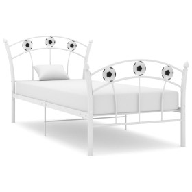 Estructura de cama con diseño de fútbol metal blanco 90x200 cm de vidaXL, Camas y somieres - Ref: Foro24-324745, Precio: 91,5...