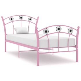 Bed frame with pink metal football design 90x200 cm by vidaXL, Beds and slatted bases - Ref: Foro24-324747, Price: 80,38 €, D...