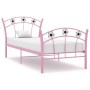 Bed frame with pink metal football design 90x200 cm