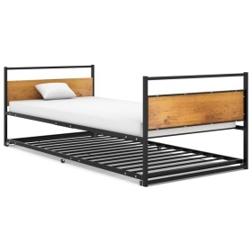 Black metal removable bed frame 90x200 cm by vidaXL, Beds and slatted bases - Ref: Foro24-324748, Price: 174,41 €, Discount: %