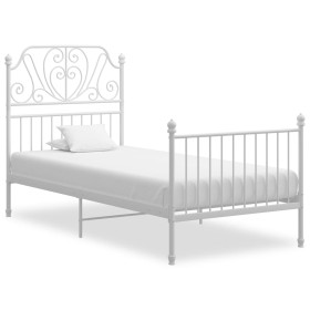 Estructura de cama de metal blanco 90x200 cm de vidaXL, Camas y somieres - Ref: Foro24-324842, Precio: 132,99 €, Descuento: %