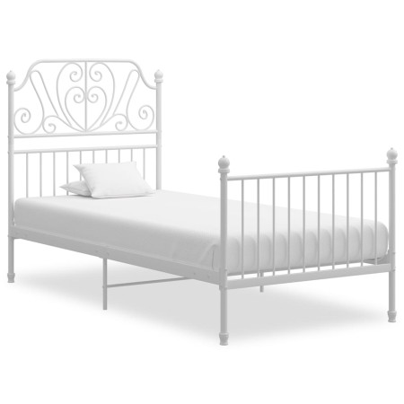 Estructura de cama de metal blanco 90x200 cm de vidaXL, Camas y somieres - Ref: Foro24-324842, Precio: 131,78 €, Descuento: %