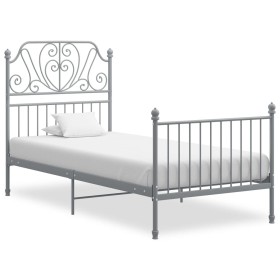 Estructura de cama de metal gris 90x200 cm de vidaXL, Camas y somieres - Ref: Foro24-324843, Precio: 126,99 €, Descuento: %