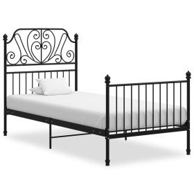 Black metal bed frame 100x200 cm by vidaXL, Beds and slatted bases - Ref: Foro24-324844, Price: 119,03 €, Discount: %