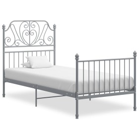 Gray metal bed frame 100x200 cm by vidaXL, Beds and slatted bases - Ref: Foro24-324846, Price: 119,99 €, Discount: %