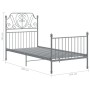 Gray metal bed frame 100x200 cm