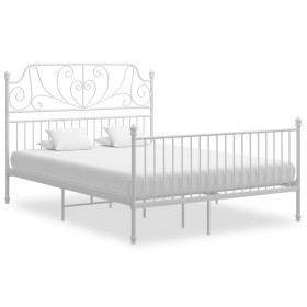 White metal bed frame 140x200 cm by vidaXL, Beds and slatted bases - Ref: Foro24-324851, Price: 170,73 €, Discount: %