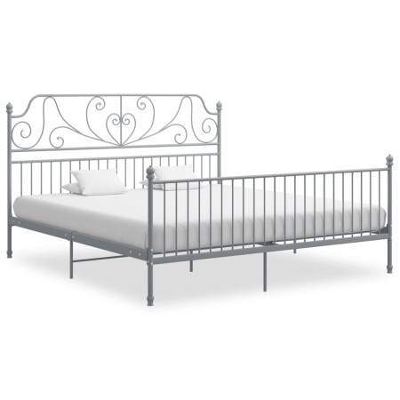 Gray metal bed frame 200x200 cm by vidaXL, Beds and slatted bases - Ref: Foro24-324861, Price: 195,15 €, Discount: %