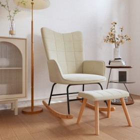 Rocking chair with footrest, cream-colored fabric by vidaXL, Rocking chairs - Ref: Foro24-328020, Price: 160,99 €, Discount: %