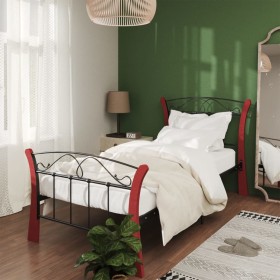 Black metal bed frame 90x200 cm by vidaXL, Beds and slatted bases - Ref: Foro24-324876, Price: 97,19 €, Discount: %