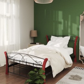 Black metal bed frame 100x200 cm by vidaXL, Beds and slatted bases - Ref: Foro24-324877, Price: 142,99 €, Discount: %