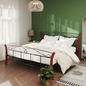 Black metal bed frame 140x200 cm by vidaXL, Beds and slatted bases - Ref: Foro24-324879, Price: 164,15 €, Discount: %