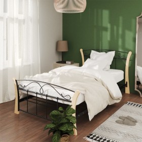 Black metal bed frame 100x200 cm by vidaXL, Beds and slatted bases - Ref: Foro24-324884, Price: 142,18 €, Discount: %