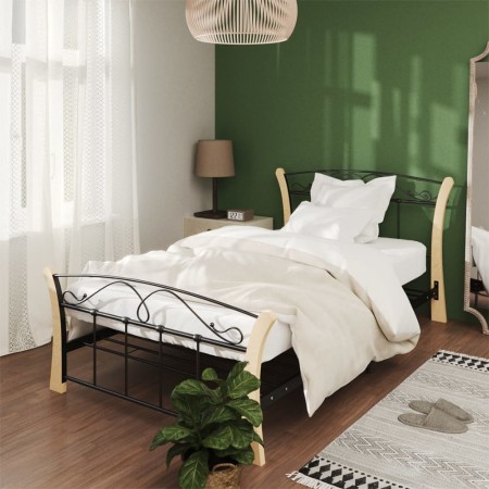 Black metal bed frame 100x200 cm by vidaXL, Beds and slatted bases - Ref: Foro24-324884, Price: 141,99 €, Discount: %