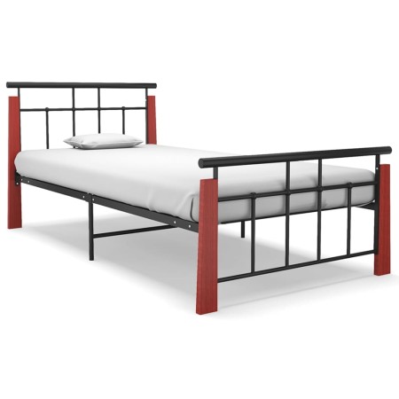 Metal bed frame and solid oak wood 90x200 cm by vidaXL, Beds and slatted bases - Ref: Foro24-324890, Price: 123,99 €, Discoun...