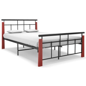 Metal bed frame and solid oak wood 130x200 cm by vidaXL, Beds and slatted bases - Ref: Foro24-324892, Price: 125,99 €, Discou...