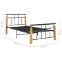 Estructura de cama metal y madera maciza de roble 90x200 cm de vidaXL, Camas y somieres - Ref: Foro24-324897, Precio: 84,37 €...