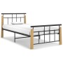 Metal bed frame and solid oak wood 100x200 cm by vidaXL, Beds and slatted bases - Ref: Foro24-324898, Price: 111,32 €, Discou...