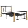 Metal bed frame and solid oak wood 100x200 cm by vidaXL, Beds and slatted bases - Ref: Foro24-324898, Price: 111,32 €, Discou...