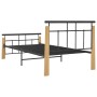 Metal bed frame and solid oak wood 100x200 cm by vidaXL, Beds and slatted bases - Ref: Foro24-324898, Price: 111,32 €, Discou...