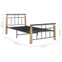 Metal bed frame and solid oak wood 100x200 cm by vidaXL, Beds and slatted bases - Ref: Foro24-324898, Price: 111,32 €, Discou...