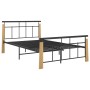 Estructura de cama metal y madera maciza de roble 120x200 cm de vidaXL, Camas y somieres - Ref: Foro24-324899, Precio: 101,99...