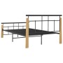 Metal bed frame and solid oak wood 120x200 cm by vidaXL, Beds and slatted bases - Ref: Foro24-324899, Price: 101,04 €, Discou...