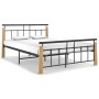 Metal bed frame and solid oak wood 140x200 cm by vidaXL, Beds and slatted bases - Ref: Foro24-324900, Price: 147,99 €, Discou...