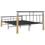 Metal bed frame and solid oak wood 140x200 cm by vidaXL, Beds and slatted bases - Ref: Foro24-324900, Price: 147,99 €, Discou...