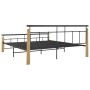 Metal bed frame and solid oak wood 180x200 cm by vidaXL, Beds and slatted bases - Ref: Foro24-324902, Price: 157,09 €, Discou...