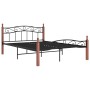 Estructura de cama metal y madera maciza de roble 140x200 cm de vidaXL, Camas y somieres - Ref: Foro24-324907, Precio: 144,58...