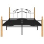 Solid oak wood bed frame black metal 120x200 cm by vidaXL, Beds and slatted bases - Ref: Foro24-324913, Price: 122,99 €, Disc...