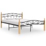 Solid oak wood bed frame black metal 160x200 cm by vidaXL, Beds and slatted bases - Ref: Foro24-324915, Price: 178,31 €, Disc...