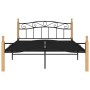 Estructura de cama madera maciza roble metal negro 160x200 cm de vidaXL, Camas y somieres - Ref: Foro24-324915, Precio: 172,9...