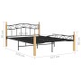 Estructura de cama madera maciza roble metal negro 160x200 cm de vidaXL, Camas y somieres - Ref: Foro24-324915, Precio: 172,9...