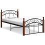 Estructura de cama metal y madera maciza de roble 100x200 cm de vidaXL, Camas y somieres - Ref: Foro24-324919, Precio: 138,69...