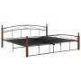 Estructura de cama metal y madera maciza de roble 200x200 cm de vidaXL, Camas y somieres - Ref: Foro24-324924, Precio: 178,00...