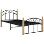 Estructura de cama metal y madera maciza de roble 100x200 cm de vidaXL, Camas y somieres - Ref: Foro24-324926, Precio: 130,99...