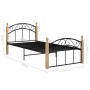 Estructura de cama metal y madera maciza de roble 100x200 cm de vidaXL, Camas y somieres - Ref: Foro24-324926, Precio: 130,99...