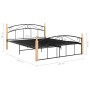 Metal bed frame and solid oak wood 140x200 cm by vidaXL, Beds and slatted bases - Ref: Foro24-324928, Price: 102,54 €, Discou...